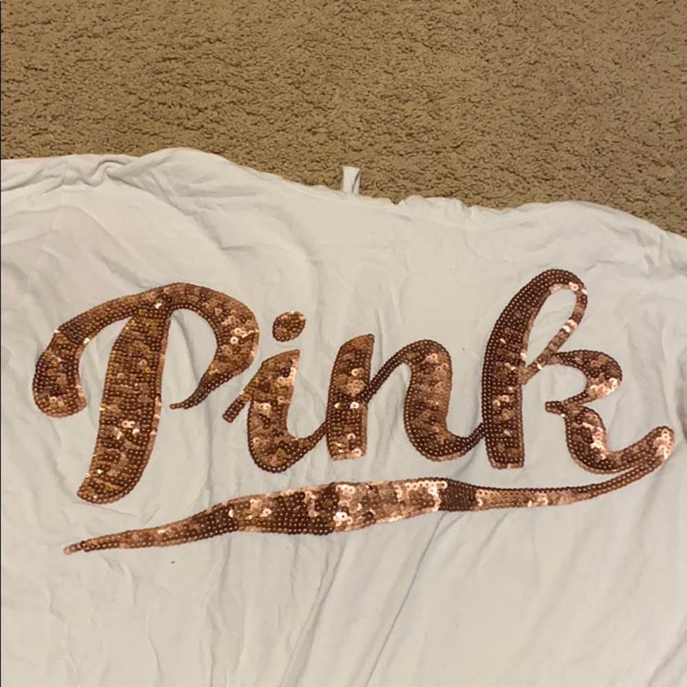 Long sleeve cream hoodie! Rose gold sequins!